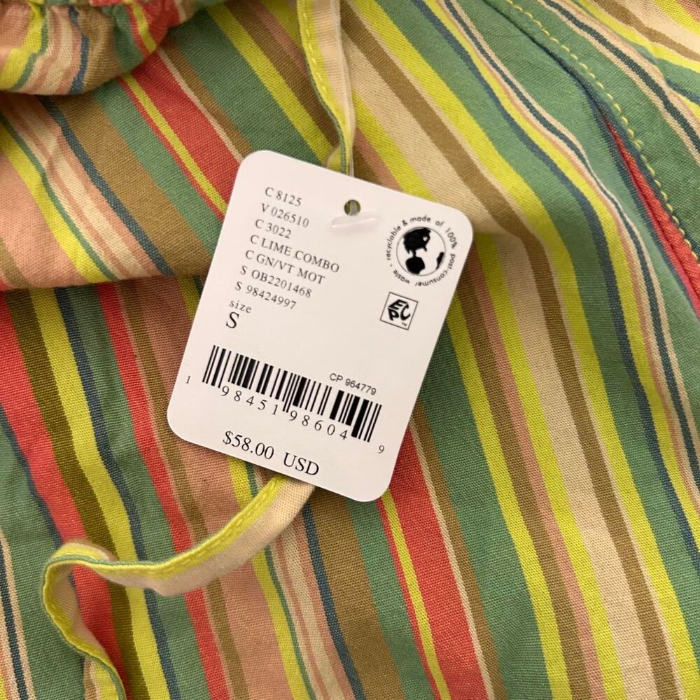 Free People Saylor Poplin long relaxed Shorts rainbow stripe coastal boho S NWT - Picture 4 of 6